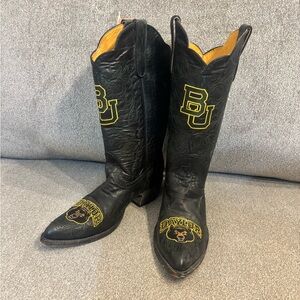 Gameday Boots: Baylor University Black Leather Cowboy Boots